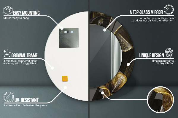 Round printed mirror Hibiscus flowers