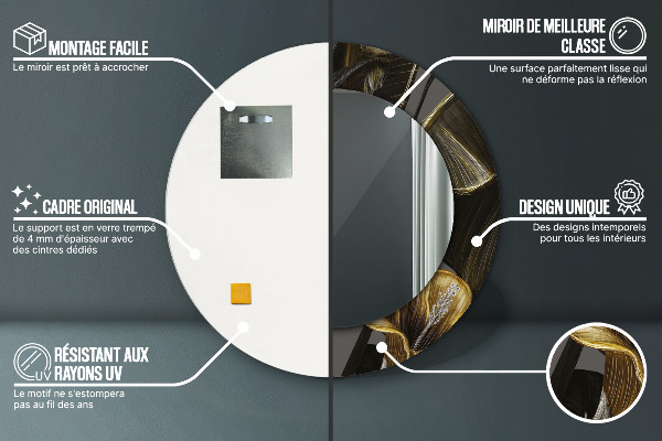 Round printed mirror Hibiscus flowers