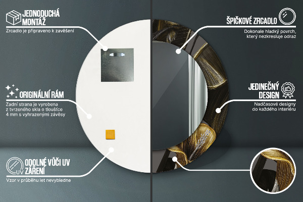 Round printed mirror Hibiscus flowers