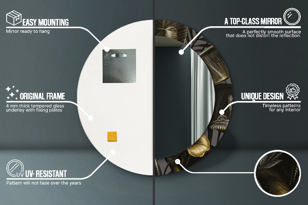 Round printed mirror Hibiscus flowers