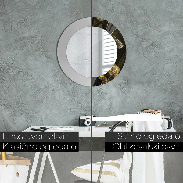 Round printed mirror Hibiscus flowers