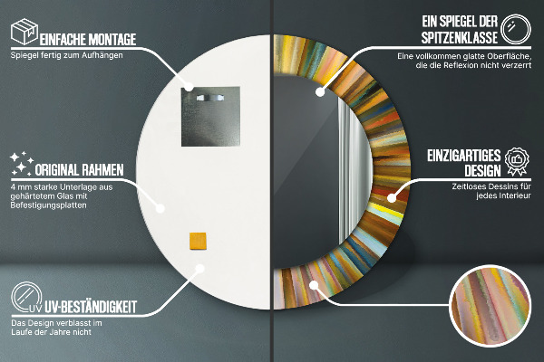Round printed mirror Abstract radial pattern