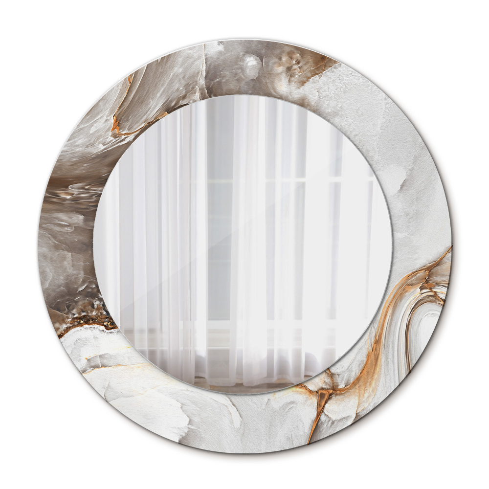 Round printed mirror Bright marble