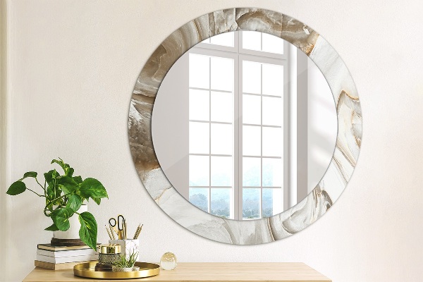 Round printed mirror Bright marble