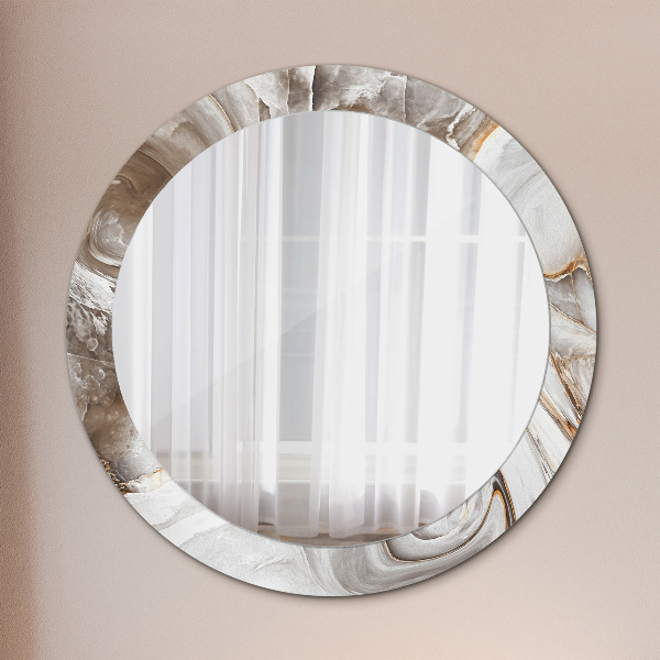Round printed mirror Bright marble
