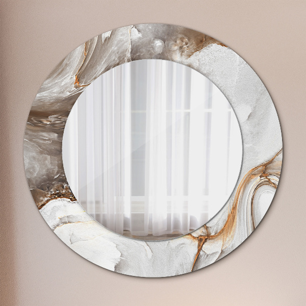 Round printed mirror Bright marble