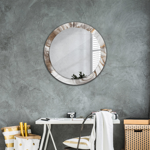 Round printed mirror Bright marble