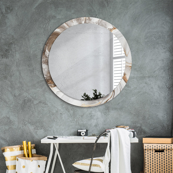 Round printed mirror Bright marble
