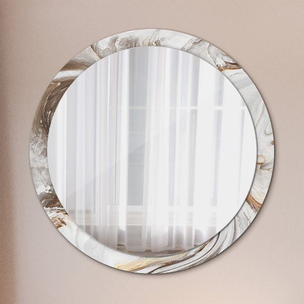 Round printed mirror Bright marble