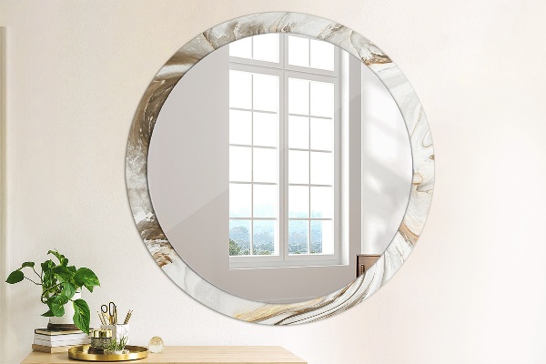 Round printed mirror Bright marble
