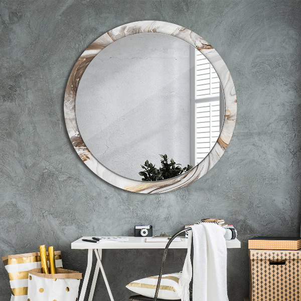 Round printed mirror Bright marble
