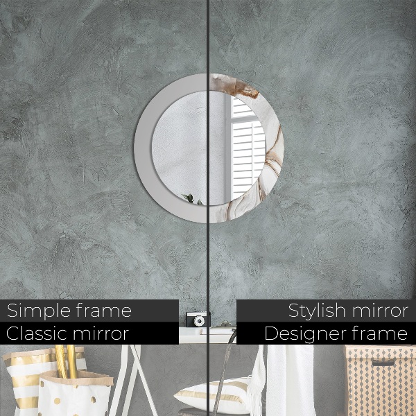 Round printed mirror Bright marble