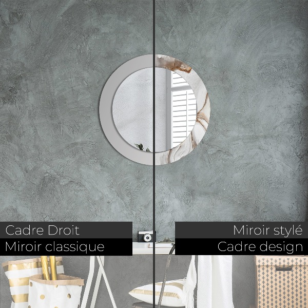 Round printed mirror Bright marble