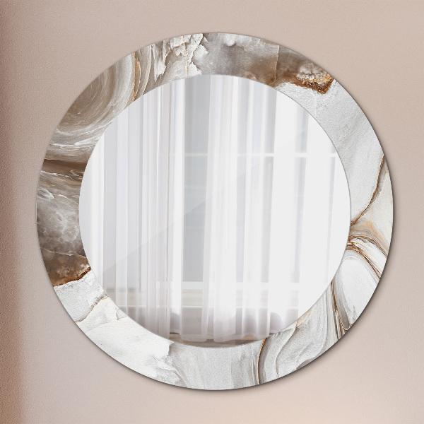 Round printed mirror Bright marble