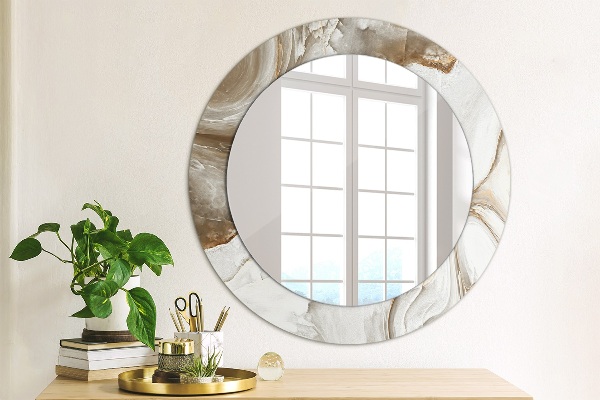 Round printed mirror Bright marble
