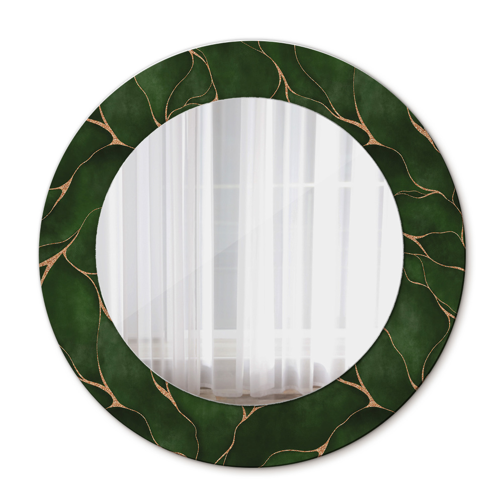Round printed mirror Abstract leaf
