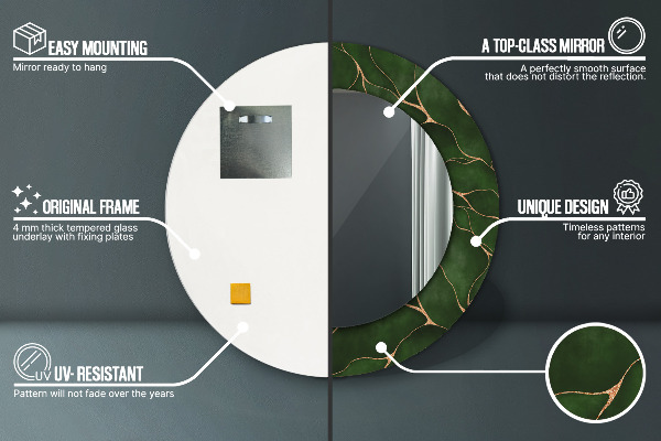 Round printed mirror Abstract leaf