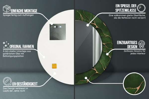 Round printed mirror Abstract leaf