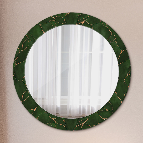 Round printed mirror Abstract leaf