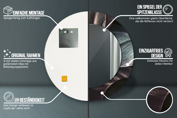 Round wall mirror design Dark tropical leaves