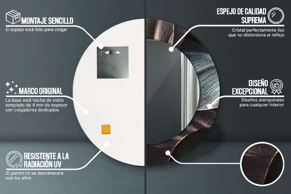 Round wall mirror design Dark tropical leaves