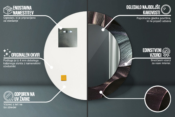 Round wall mirror design Dark tropical leaves