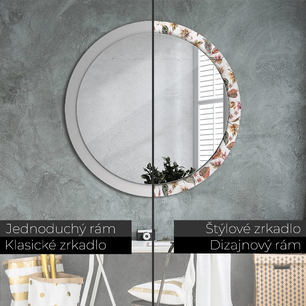 Round wall mirror design Vintage flowers