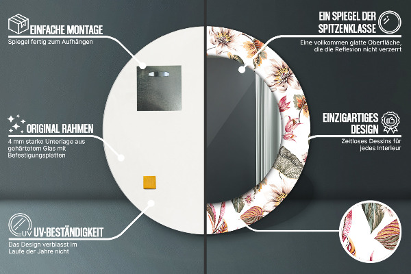 Round wall mirror design Vintage flowers