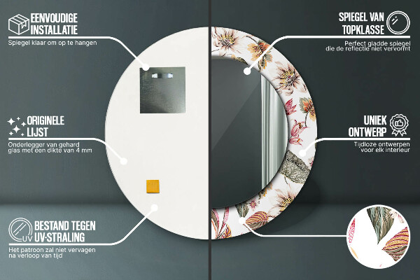 Round wall mirror design Vintage flowers