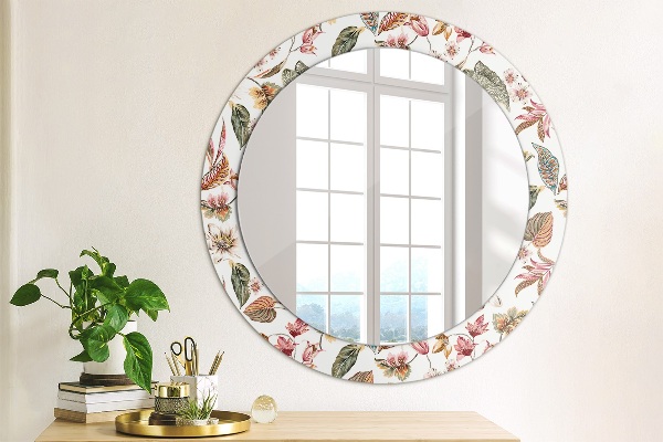 Round wall mirror design Vintage flowers