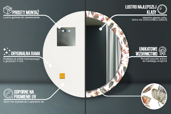 Round wall mirror design Vintage flowers