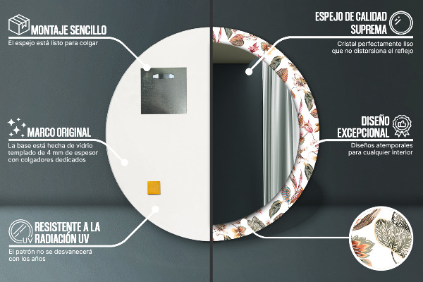 Round wall mirror design Vintage flowers