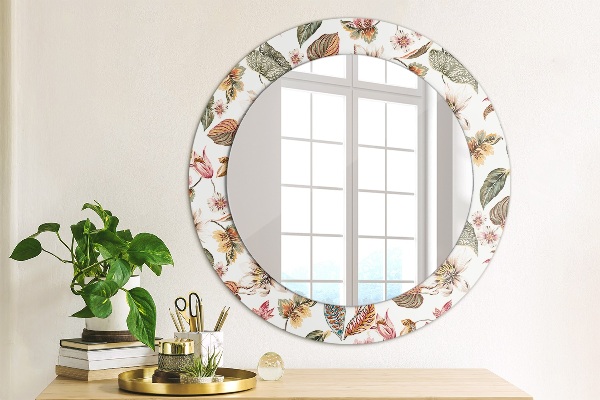 Round wall mirror design Vintage flowers