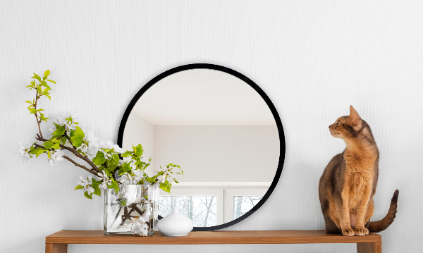 Round hallway mirror black frame 60 cm