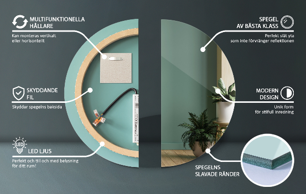 Round bath mirror with lights 100 cm