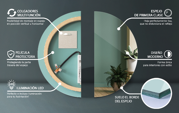 Round light up bathroom wall mirror 90 cm