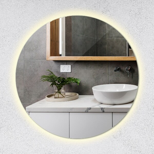 Round light up bathroom wall mirror 90 cm