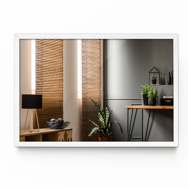 Rectangle wall mirror white frame 60x40 cm