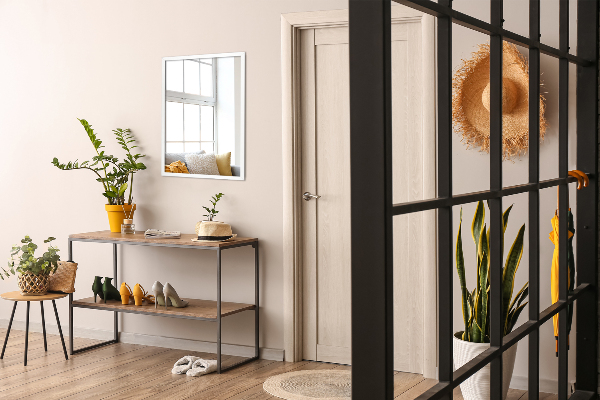 Rectangular bathroom wall mirror white frame 80x60 cm