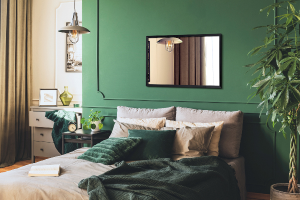 Rectangle mirror with black frame for living room 70x50 cm