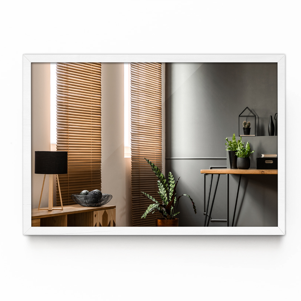Rectangular living room mirror white frame 80x60 cm