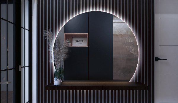 Half moon mirror with led lights 63x70 cm