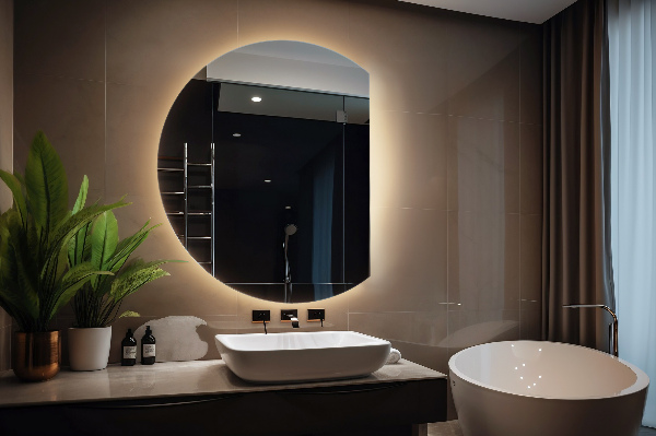 Half moon mirror with led lights 63x70 cm