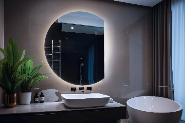 Half moon mirror with led lights 63x70 cm