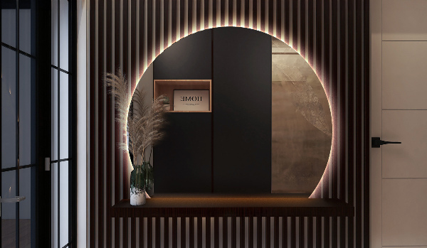 Half circle mirror with led lights 70x80 cm