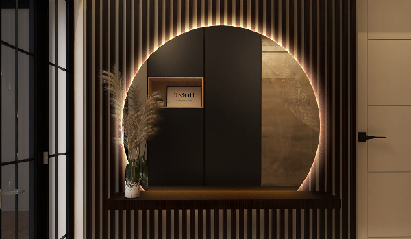 Semicircle mirror with led lights 74x90 cm