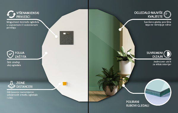 Geometric decorative mirror modern accessory 100x100 cm