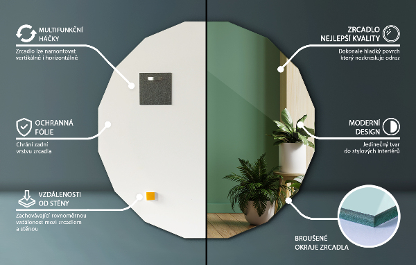 Round geometric mirror original shape 50x50 cm