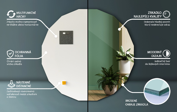 Geometric accent mirror aesthetic 80x80 cm