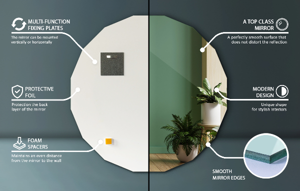 Geometric accent mirror aesthetic 80x80 cm